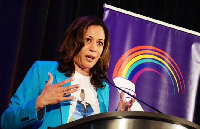 Senator Kamala Harris spoke at the Alice B. Toklas LGBT Democratic Club's Pride breakfast last June. Photo: Rick Gerharter