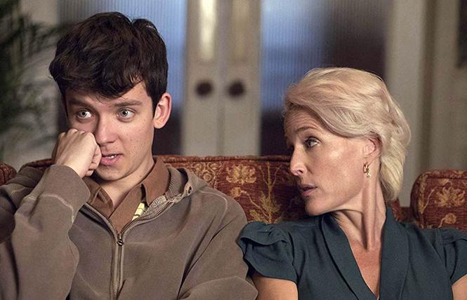 Asa Butterfield and Gillian Anderson in "Sex Education." Photo: Netflix 