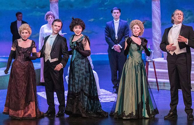 Amy Bouchard, Jonathan Smucker, Elana Cowen, Amy Foote, and Chris Uzelac in Lamplighters Music Theatre's "A Little Night Music." Photo: Joe Giammarco