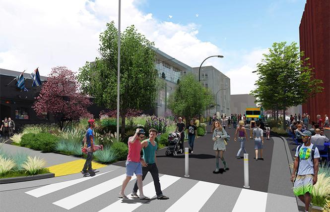 An artist rendering of Eagle Plaza looks north along 12th Street toward Bernice Street. Photo: Courtesy Build Inc./Place Lab