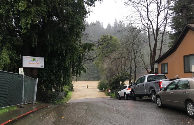 Johnson Road in Guerneville was under water Tuesday. Photo: Courtesy KCBS Radio via Twitter