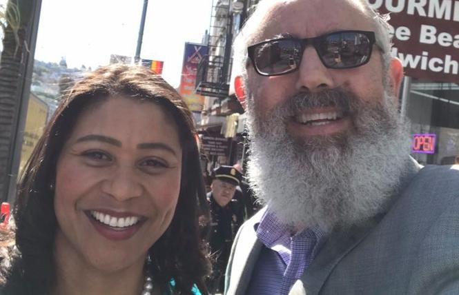 Mayor London Breed, left, joined outgoing Castro Merchants President Daniel Bergerac in the gay neighborhood Tuesday to kick off the Open to All campaign for LGBT-friendly businesses. Photo: Courtesy Facebook