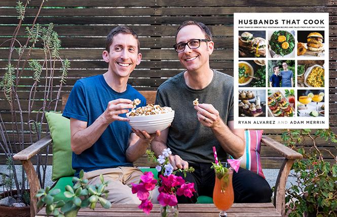 Husbands That Cook author/chefs Ryan Alvarez and Adam Merrin.  Insert: Husbands That Cook book