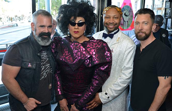 (left-right) Disco Coalition's Chris Hastings, Juanita MORE, Emperor Terrill Grimes and Aaron Wessels at Disco Coalition's premiere event at Lookout. photo: C.J. Knight