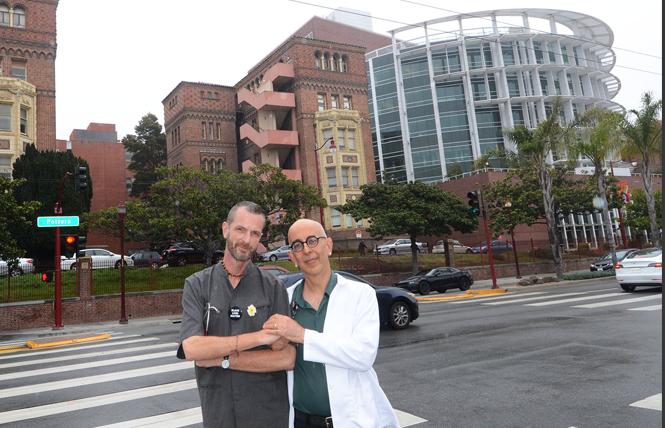 Zuckerberg San Francisco General Hospital registered nurses Guy Vandenberg, left, and Sasha Cuttler have alleged retaliatory action against them due to their advocacy around removing the Zuckerberg name from the hospital. Photo: Rick Gerharter