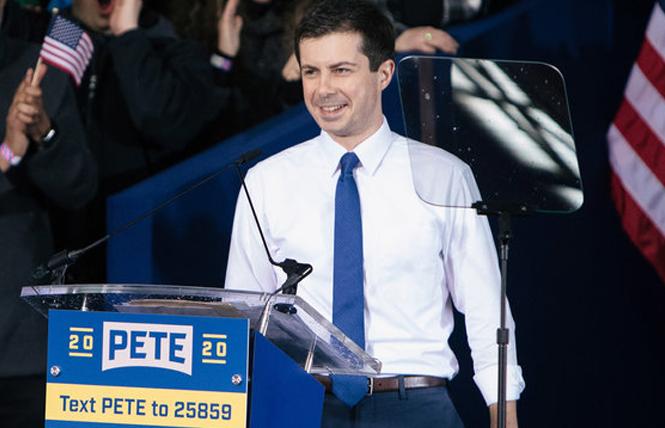 Pete Buttigieg speaks to supporters during his formal campaign announcement April 14, in South Bend, Indiana.