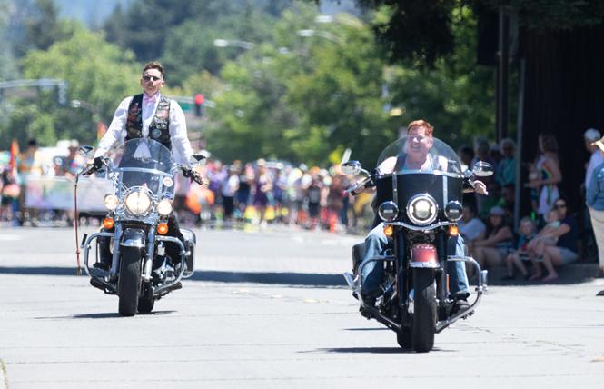 Dykes on Bikes from Lake County led last year's Sonoma County Pride parade in Santa Rosa. Photo: Loren Hansen/Loren Hansen Photography 