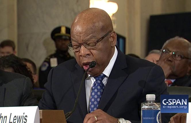 Rep. John Lewis, one of the great Civil Rights icons, spoke with eloquence and passion on the House floor. Photo: Courtesy CSPAN