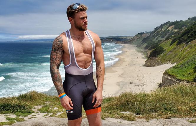 Olympic skier Gus Kenworthy takes a break on the first day of the AIDS/LifeCycle. Photo: Courtesy Facebook