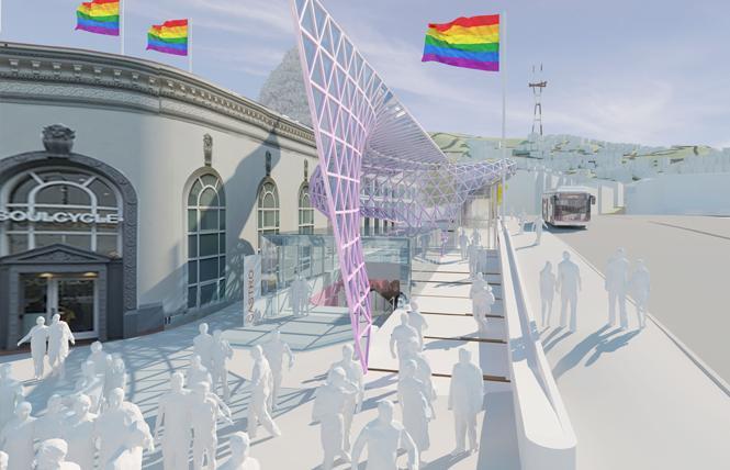 A new rendering of the canopy element for Harvey Milk Plaza. Photo: Courtesy Perkins Eastman  