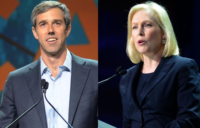 Democratic presidential candidates Beto O'Rourke and Kirsten Gillibrand have rolled out LGBT proposals. Photos: Rick Gerharter