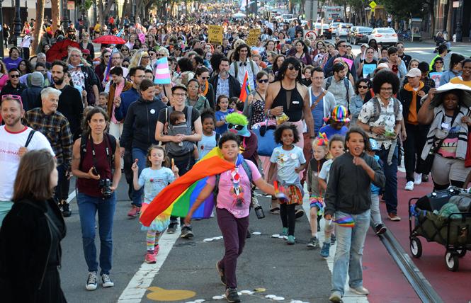 Trans March participants filled Market Street last Friday evening. Photo: Rick Gerharter