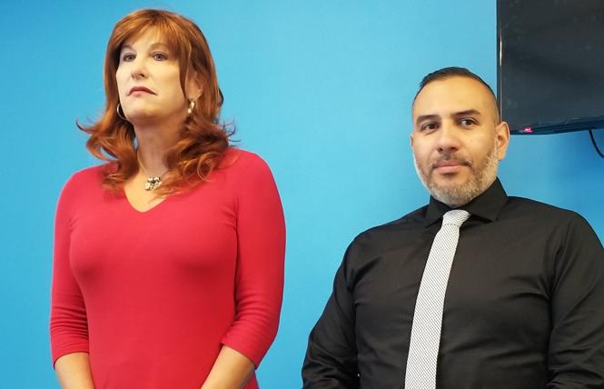 Suzanne Ford, left, SF Pride's treasurer, joined interim Executive Director Fred Lopez at a July 23 news conference. Photo: Meg Elison