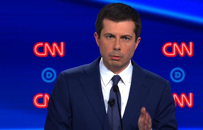 Pete Buttigieg received generally favorable reviews in last week's CNN debate but remains stuck in fifth place. Photo: Courtesy CNN