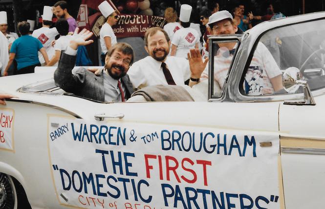 Barry Warren and Tom Brougham rode in the San Francisco Pride parade in the late 1980s. Photo: Courtesy Tom Brougham