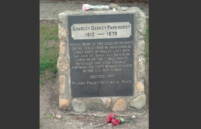 Charley Parkhurst's headstone at Pioneer Cemetery in Watsonville, California. Photo: Courtesy Wikipedia