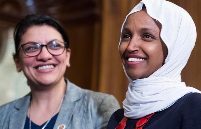 Congresswomen Rashida Tlaib, left, and Ilhan Omar attended a rally with Democrats in Washington, D.C. in March. Photo: Courtesy Associated Pressn Rashida Tlaib, left, and Ilhan Omar attended a rally with Democrats in Washington, D.C. in March. Photo: Courtesy Associated Press