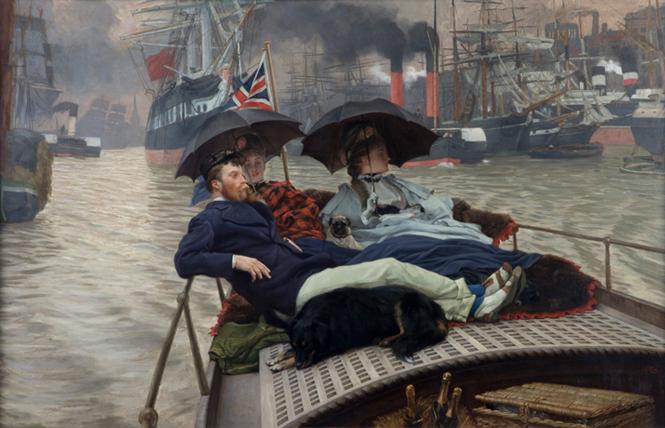 James Tissot, "On the Thames" (ca. 1876), oil on canvas, part of "James Tissot: Fashion & Faith." Photo: The Hepworth Wakefield, courtesy FAMSF
