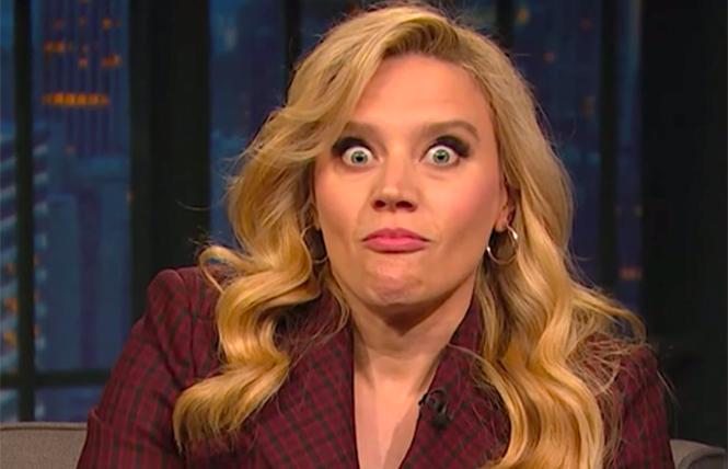 "SNL" cast member Kate McKinnon does her impression of Marianne Williamson on "Late Night with Seth Meyers." Photo: Courtesy NBC-TV