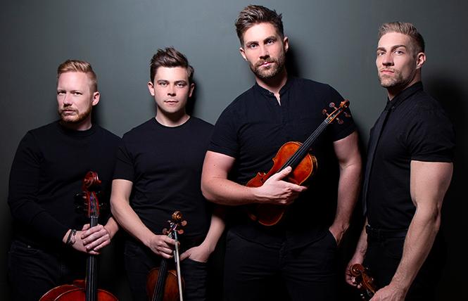 The guys of Well-Strung: Daniel Shevlin (cello), Edmund Bagnell (first violin), Trevor Wadleigh (viola) and Chris Marchant (second violin). Photo: Courtesy Feinstein's at the Nikko