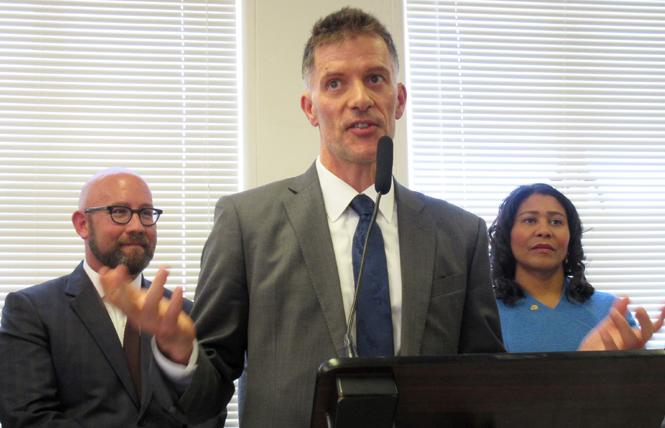 San Francisco Health Director Dr. Grant Colfax talks about the lower HIV rates at a Tuesday news conference. Photo: Liz Highleyman