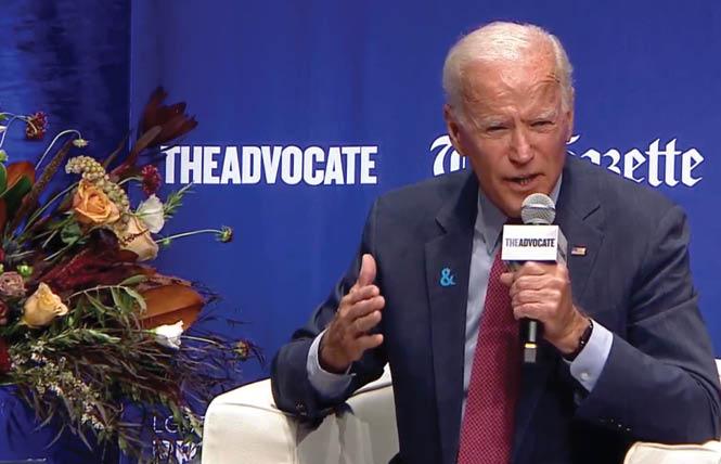 Former Vice President Joseph R. Biden Jr. answered questions during the LGBT presidential forum Friday in Iowa. Photo: Courtesy GLAAD