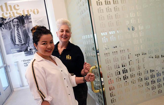 TIN Rx Pharmacy co-owners Christina Garcia, left, and Patricia "PJ" Nachman enter the consultation room at their new pharmacy in the Castro. Photo: Rick Gerharter