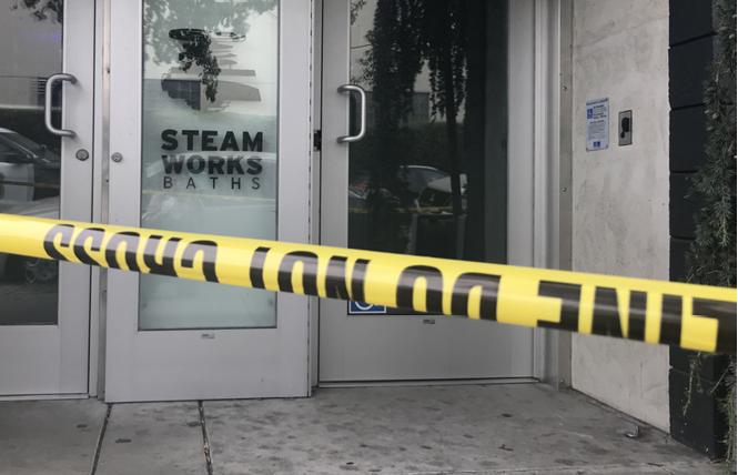 Police cordoned off Steamworks Baths in Berkeley Friday after an apparent overdose incident. Photo: Aviva Kirsten