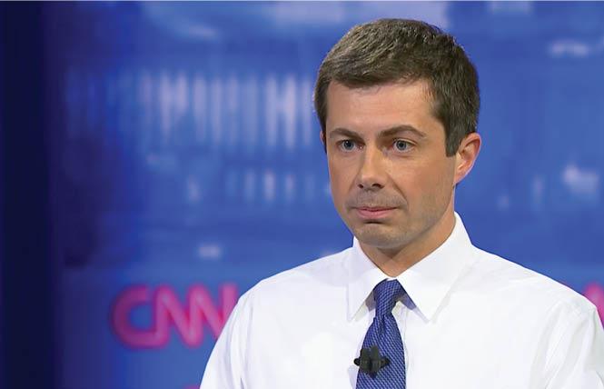 Gay Democratic presidential candidate Pete Buttigieg speaks at CNN and the Human Rights Campaign Foundation's town hall October 10. Photo: Courtesy CNN