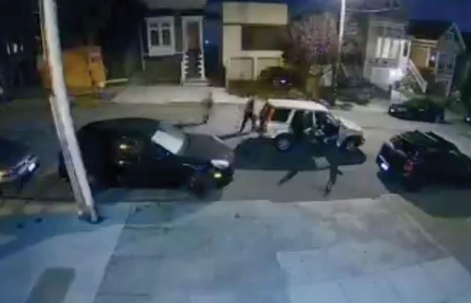 Video captures an alleged attack on a man Monday night in Noe Valley. Photo: Courtesy KTVU via Ring