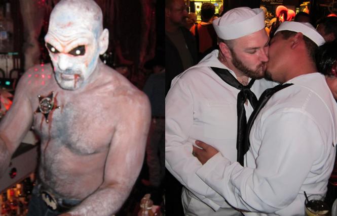 Zombie bartenders and smooching sailors from recent Castro Halloweens. Photos: BARtab