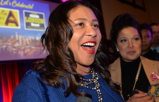San Francisco Mayor London Breed easily won election to a full four-year term Tuesday and celebrated at the Swedish American Hall. Photo: Bill Wilson