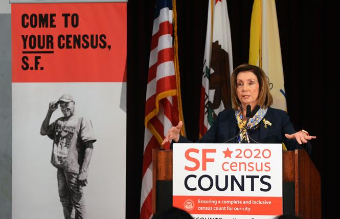 During a news conference earlier this month at San Francisco City Hall, House Speaker Nancy Pelosi talked about the importance of people completing the 2020 census, which starts in March. Photo: Rick Gerharter