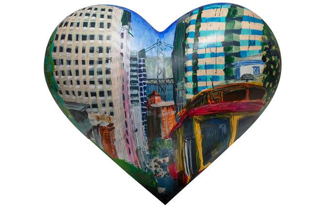 The tabletop heart "California Street," by Matthew Priest, is one of many that will be on display at Wilkes Bashford in Union Square.