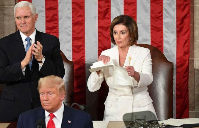 House Speaker Nancy Pelosi ripped up her copy of President Donald Trump's State of the Union speech Tuesday. Photo: Courtesy ABC News