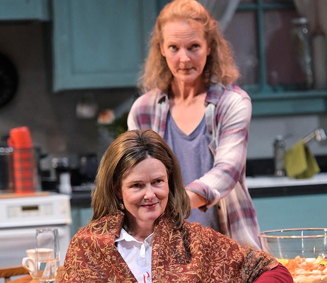 Anne Darragh (foreground) and (back) Julie Eccles in Lucy Kirkwood's "The Children" at Aurora Theatre. Photo: Kevin Berne
