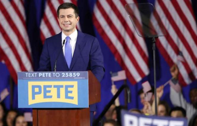 Pete Buttigieg addressed supporters after coming in second in Tuesday's Democratic primary in New Hampshire. Photo: Courtesy Yahoo