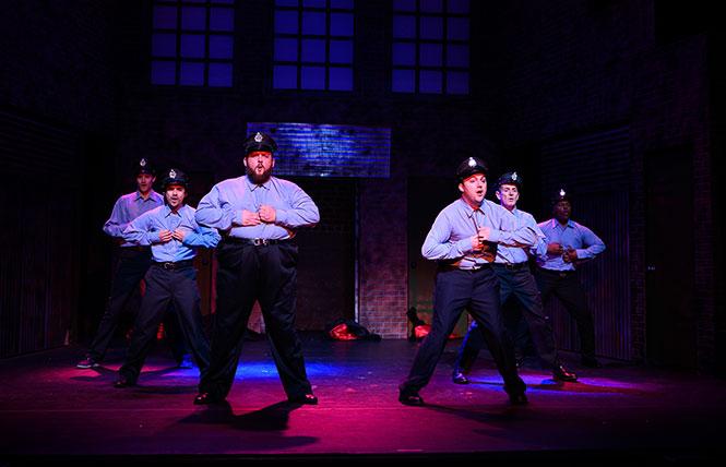 Scene from the Bay Area Musicals production of "The Full Monty" now at the Victoria Theatre. Photo: Ben Krantz Studio