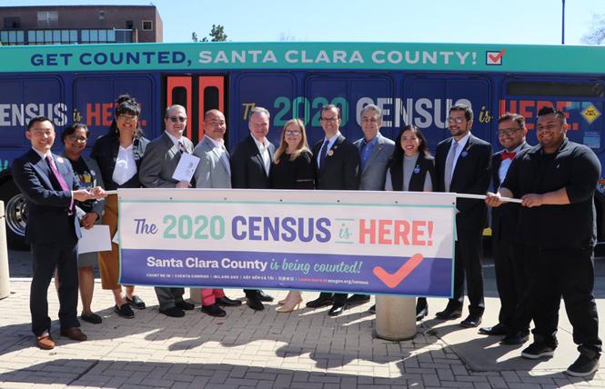Santa Clara County officials joined LGBT advocates and others in promoting the census during a March 12 news conference, before social distancing was widely implemented. Photo: Courtesy Santa Clara County