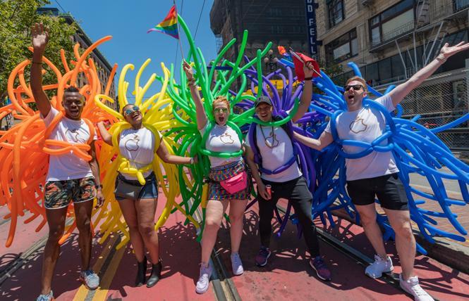 The Apple contingent sported rainbow-colored balloons in last year's San Francisco Pride parade. Photo: Jane Philomen Cleland  