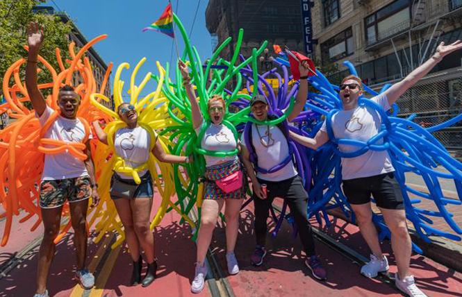 The Apple contingent sported rainbow-colored balloons in last year's San Francisco Pride parade. Photo: Jane Philomen Cleland