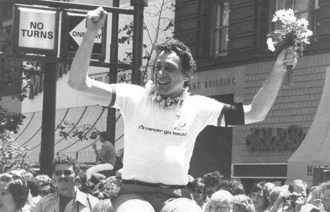 The late supervisor Harvey Milk led a coalition of different groups against the 1978 Briggs initiative that would have barred LGBTs from teaching in public schools. If went down to defeat that November. Photo: Courtesy GLBT Historical Society