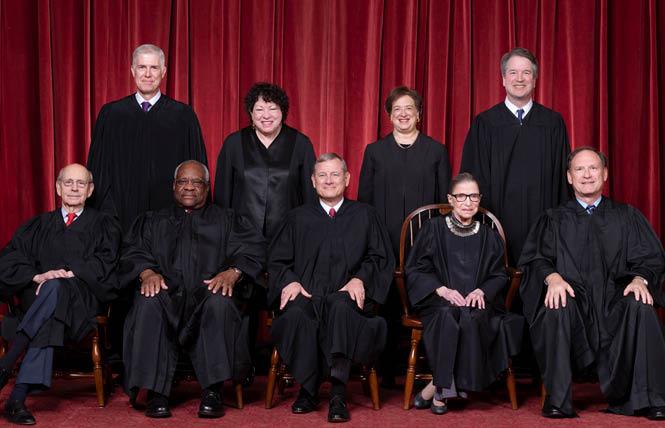 The U.S. Supreme Court justices heard oral arguments this week via telephone conference call in two cases that could impact the LGBT community. Photo: Courtesy U.S. Supreme Court