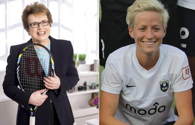 Billie Jean King, left, and Megan Rapinoe are urging the NCAA to cancel events in Idaho over House Bill 500. (King photo by Andrew Coppa Photography; Rapinoe photo by Erica McCaulley)