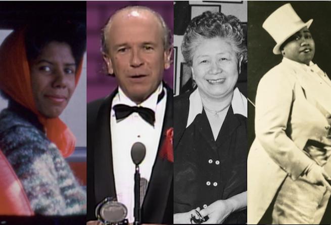 author Lorraine Hansberry, playwright Terrence McNally, Dr. Margaret Chung, and musician Gladys Bentley.