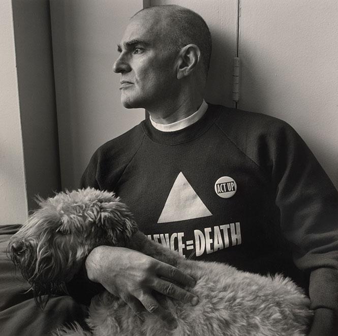 Larry Kramer at his New York City home in 1989
