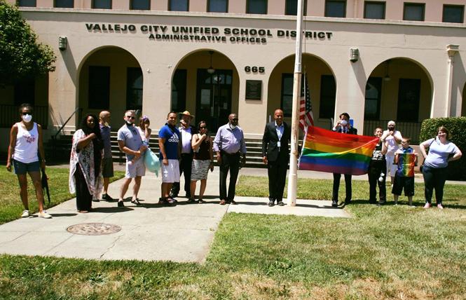The Vallejo City Unified School District raised the rainbow flag June 4. Photo: Courtesy Solano Pride Center