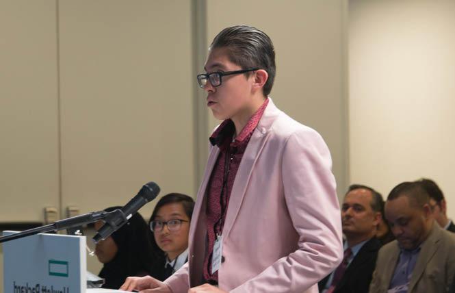 Angel Armenta, then of Oak Grove High School, argued his moot court case in 2018. Photo: Courtesy SVUDL
