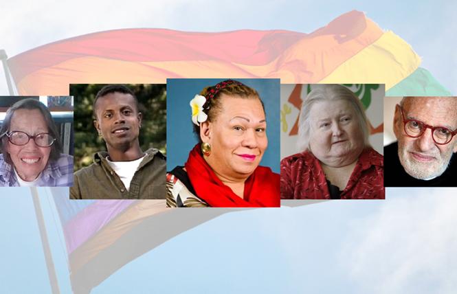 This year's Stonewall honor wall inductees are, from left, Phyllis Lyon, Sean Sasser, Lorena Borjas, Aimee Stephens, and Larry Kramer. Photos: Lyon, Joyce Newstat; Sasser, Courtesy CNN; Borjas, Courtesy NYCSpeakerCoJo/Twitter; Stephens, Courtesy ACLU