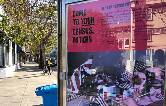 A public service announcement displayed at Market and Sanchez streets in the Castro urges people to fill out the 2020 census. Photo: Matthew S. Bajko